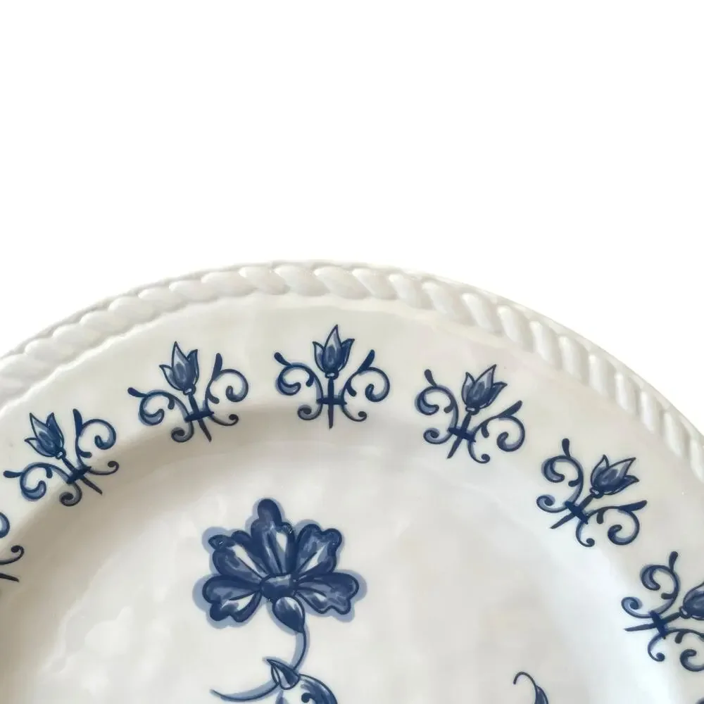 TAHARI Dove Bird of Peace Melamine Dinner Plates 11in  Set of 4 Blue & White NEW